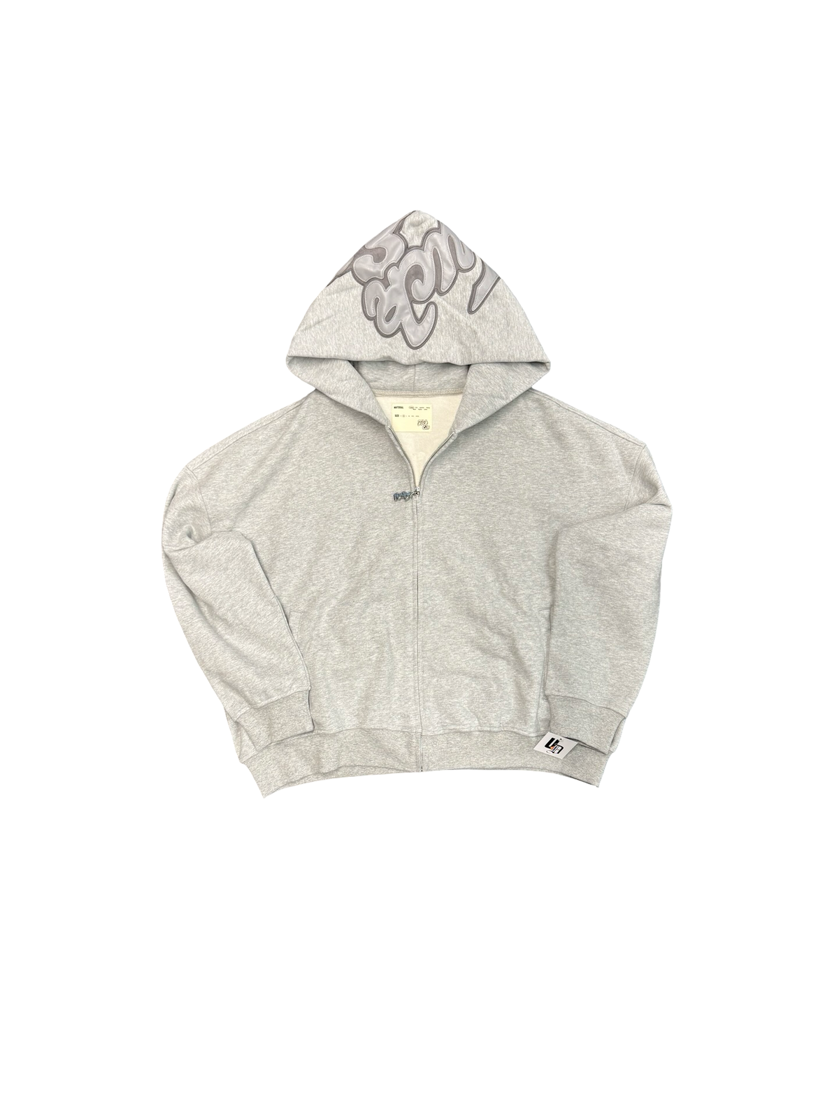 Leather Patch Hoodie (Grey)