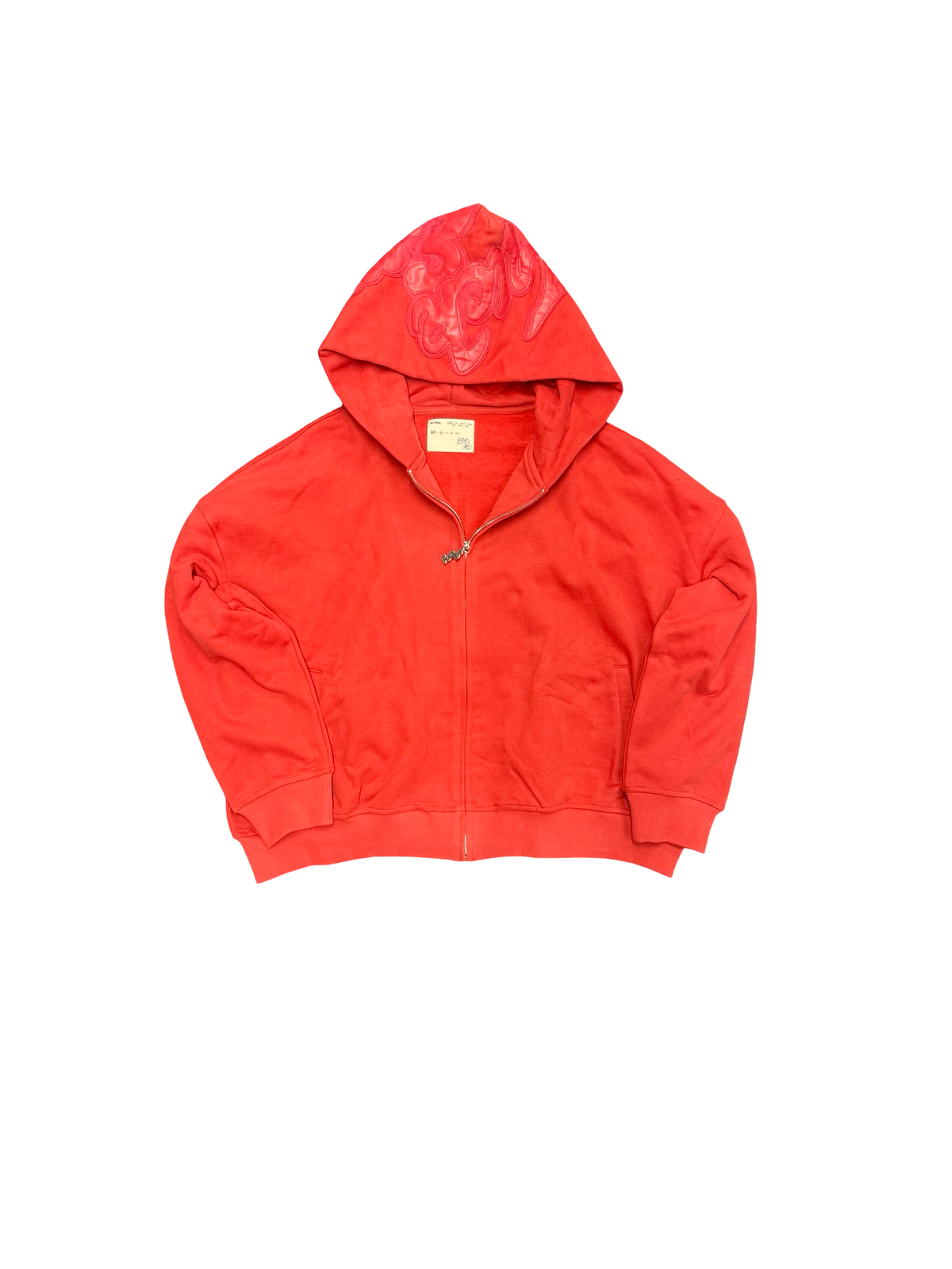 Leather Patch Hoodie (Red)