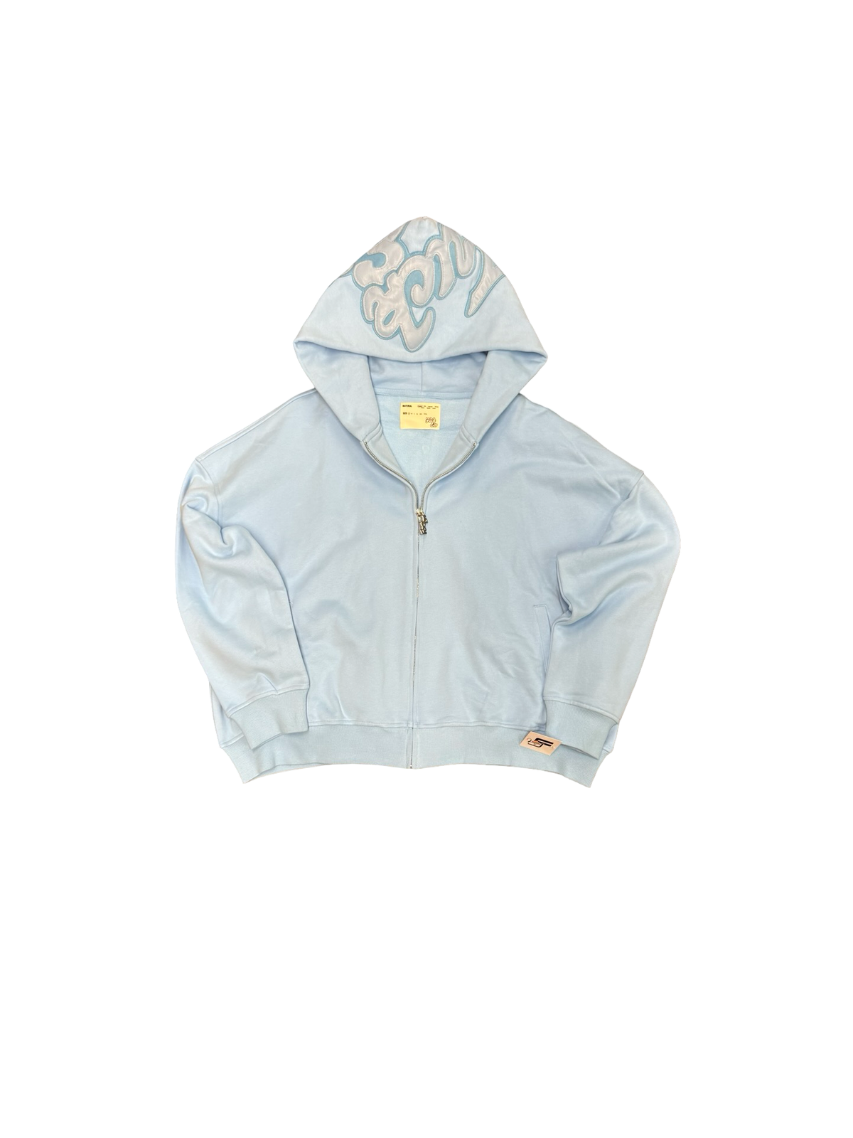 Leather Patch Hoodie (Sky Blue)
