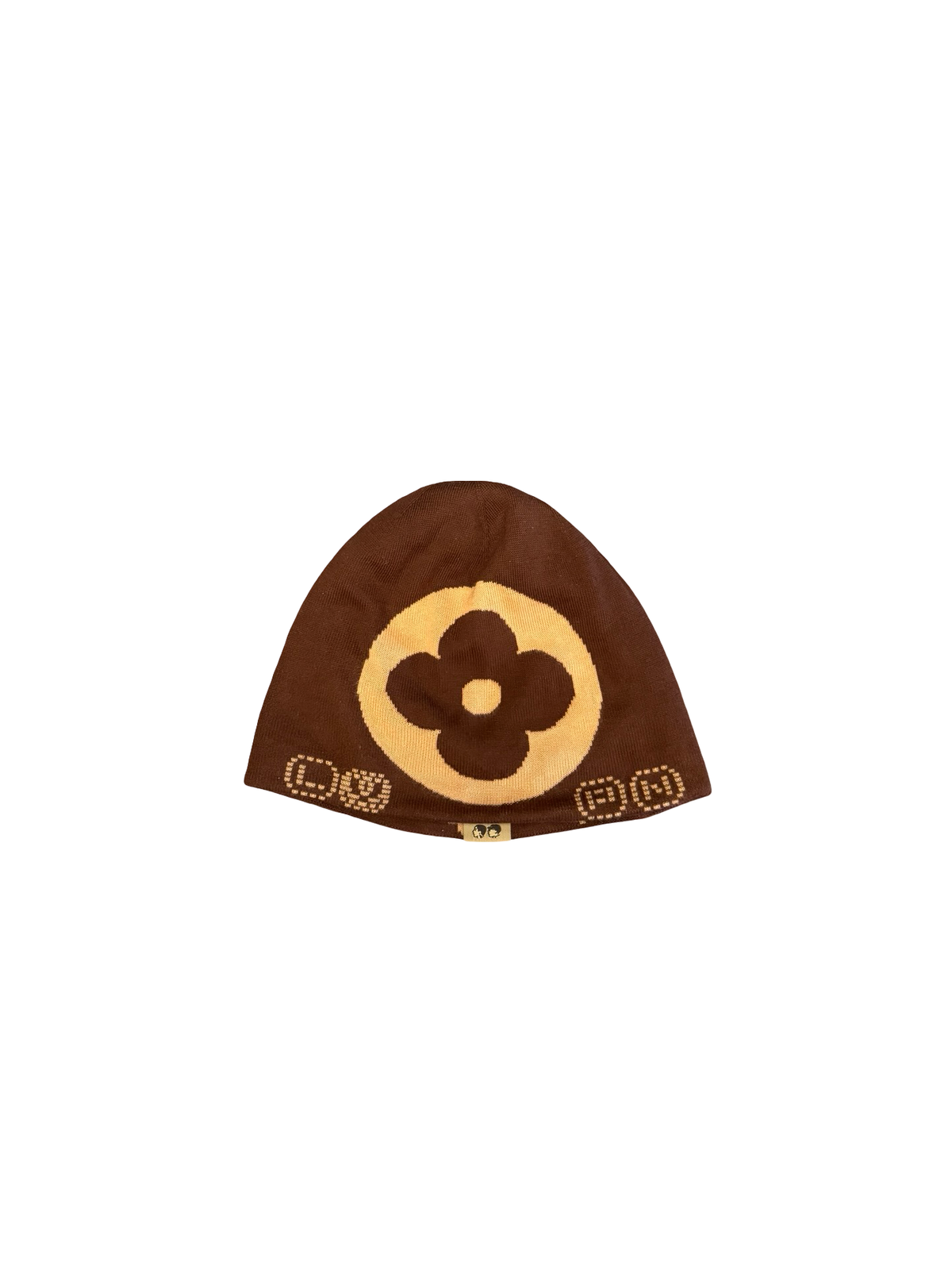Monogram Reversible Beanie (Brown/Tan)