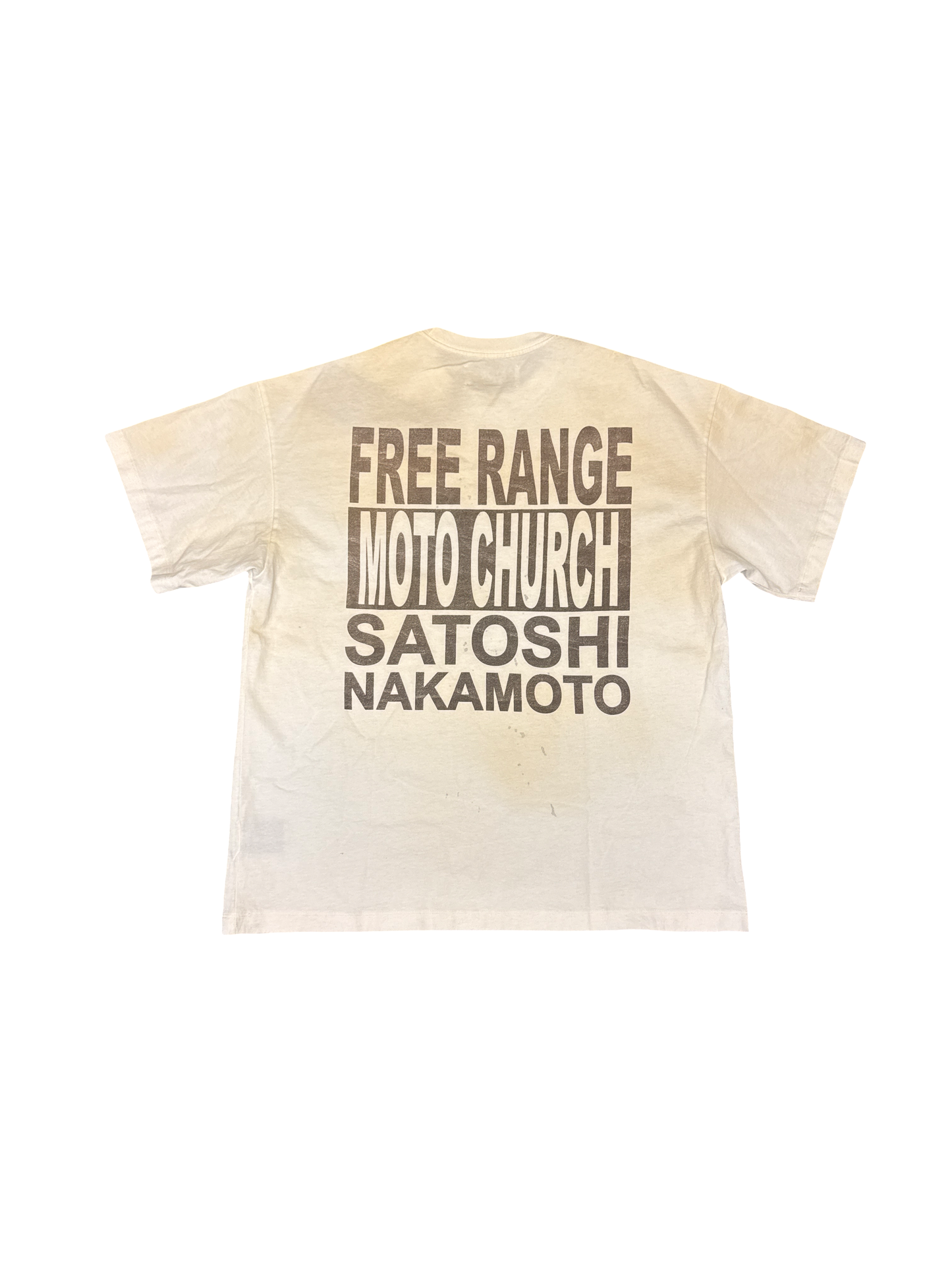 Satoshi Nakamoto "Moto Church" Tee (White/Black)