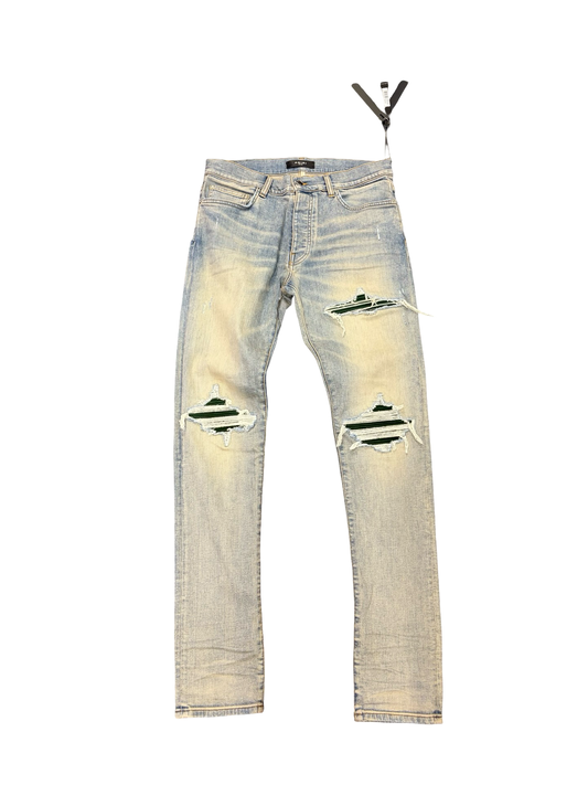 Amiri Ultrasuede MX1 Green Patch Jean Antique Indigo