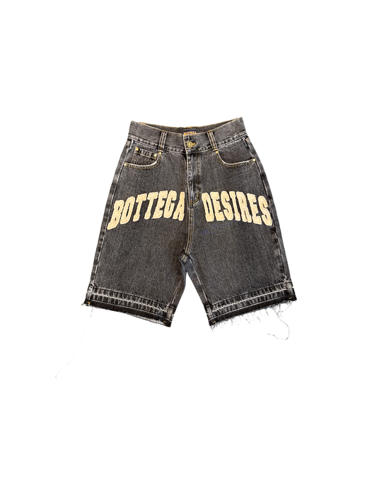 Bottega Desires Logo Denim Shorts Black