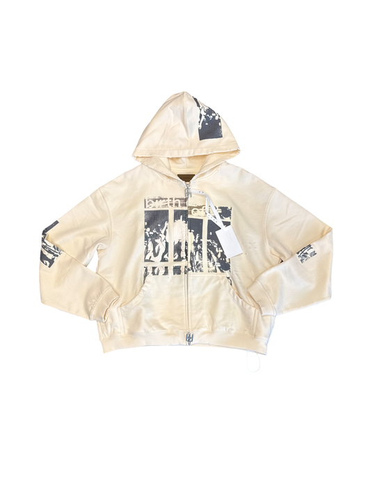 Birth Of A Royal Child Collage Zip Hoodie Cream