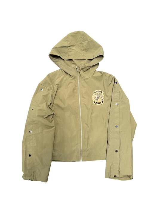 Saint Vanity Oversized Nylon Zip Jacket Olive Green