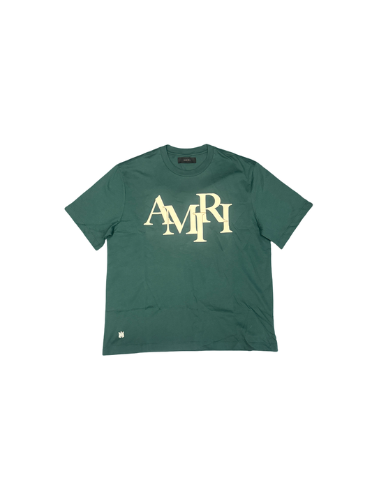 Amiri Staggered Logo Tee Rainforest