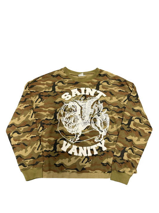 Saint Vanity Woodland Camo Logo Thermal Tee