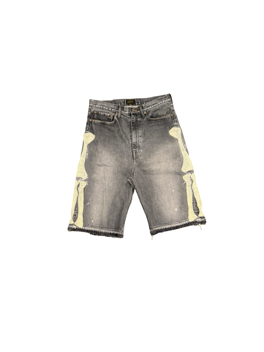 Kapital Bones Denim Shorts Grey