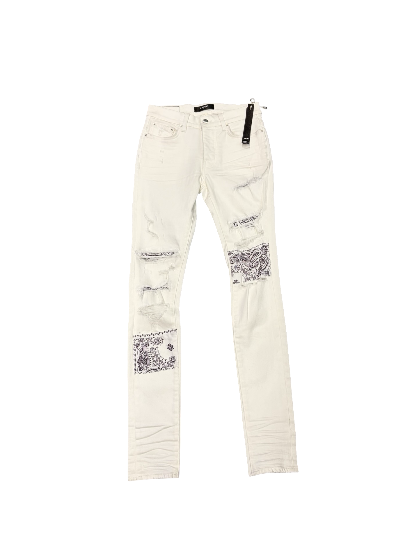 Amiri Bandana Art Patch Jean White Indigo
