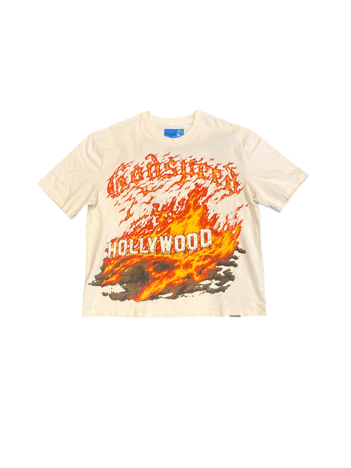 Hollywood Sign Flames Tee (Tan)