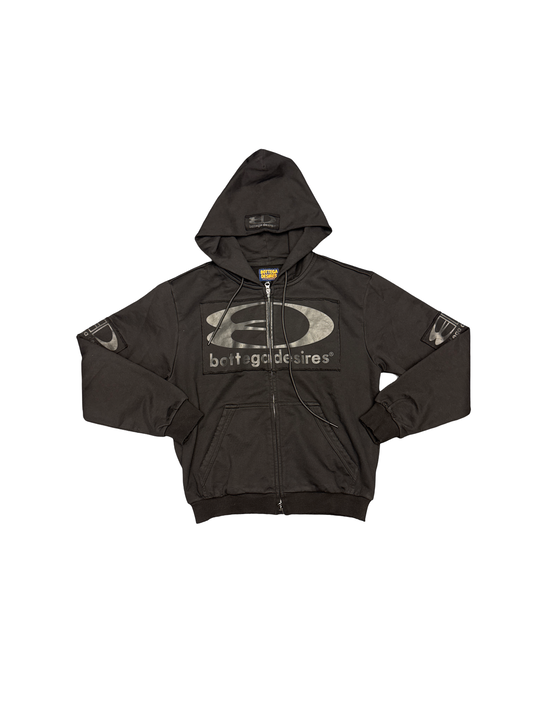 Bottega Desires Black Tech Zip Hoodie
