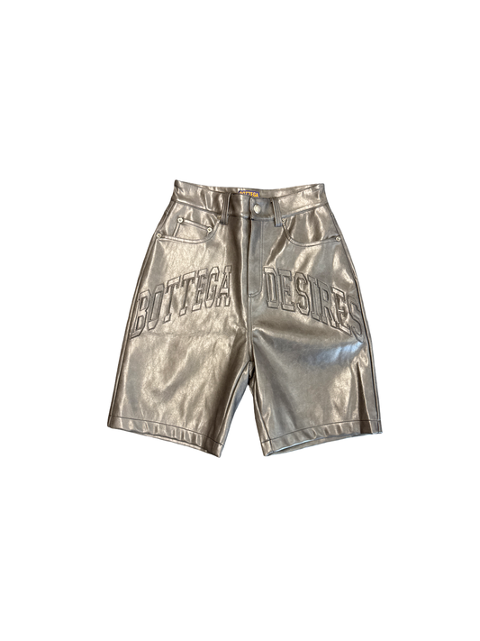 Bottega Desires Leather Shorts Grey