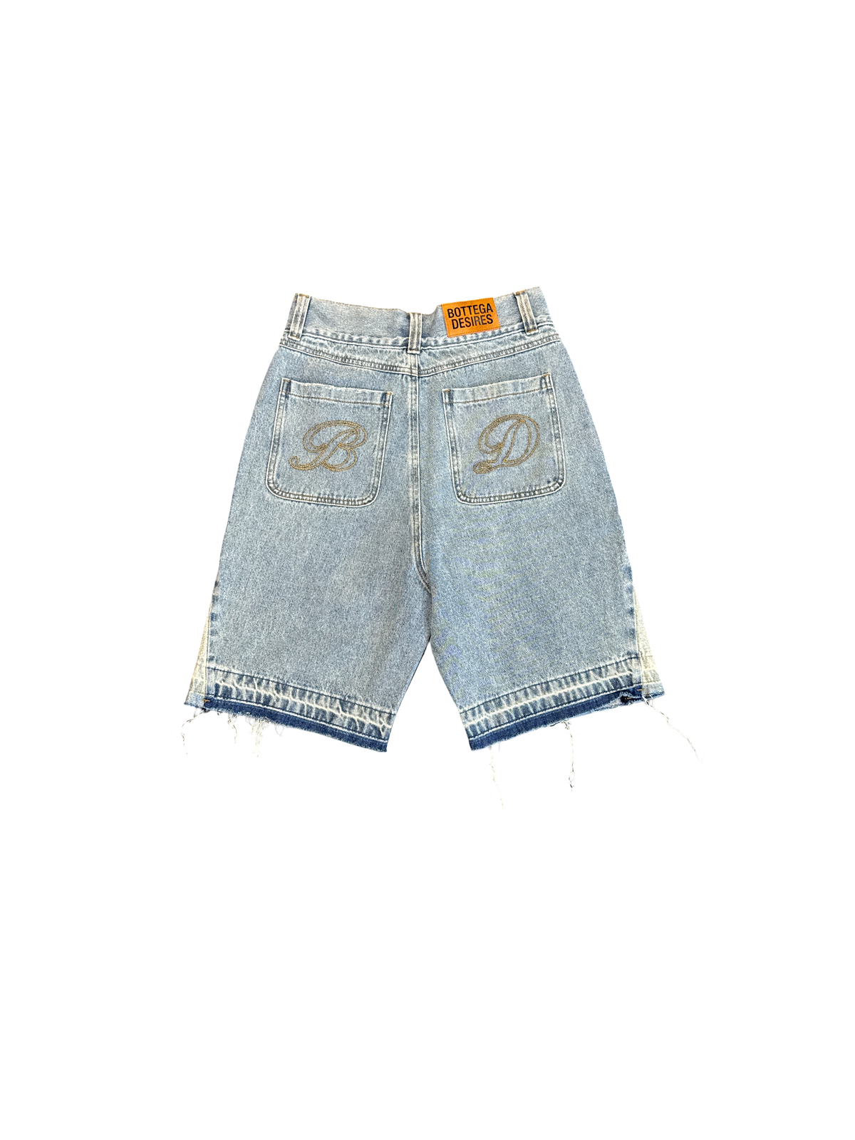 Bottega Desires Logo Denim Shorts Blue