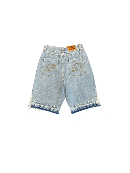 Bottega Desires Logo Denim Shorts Blue