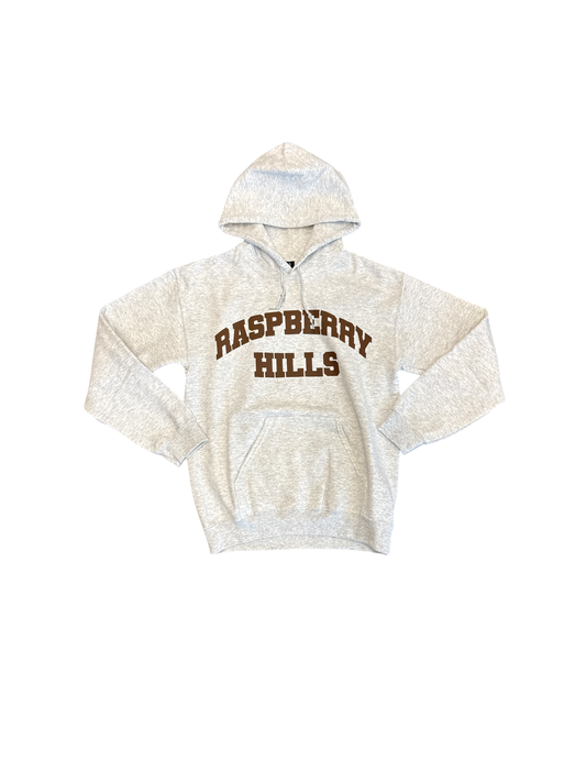 Raspberry Hills Grey/Brown Logo Hoodie