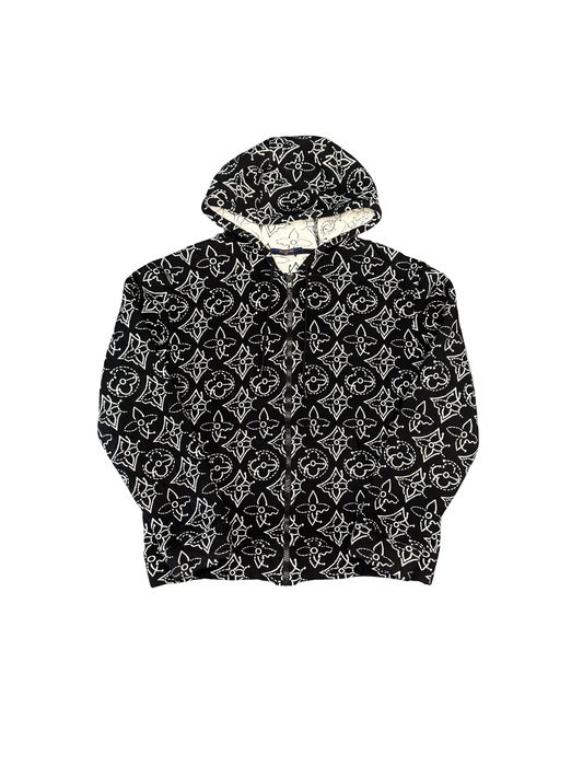 Louis Vuitton Big Monogram Zip Hoodie Black/White