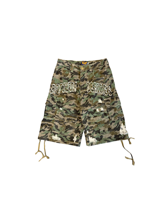 Bottega Desires Camo Cargo Shorts