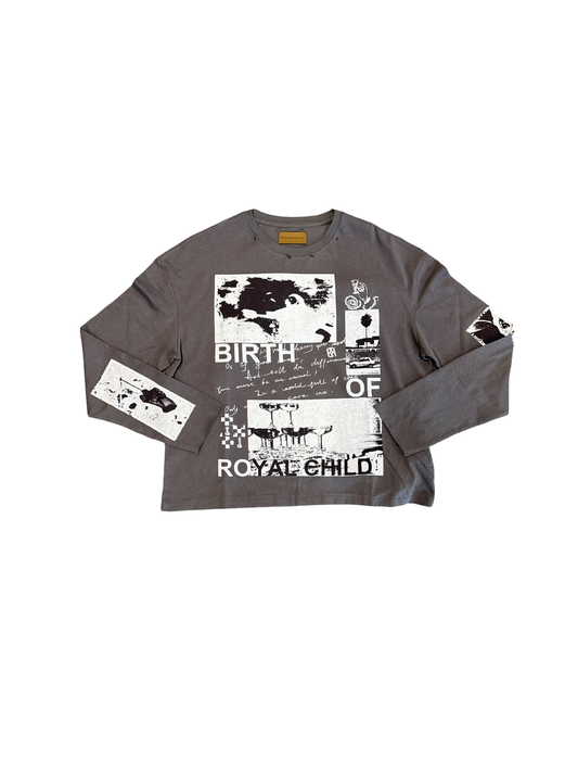 Birth Of A Royal Child Collage Long Sleeve Tee Vintage Black
