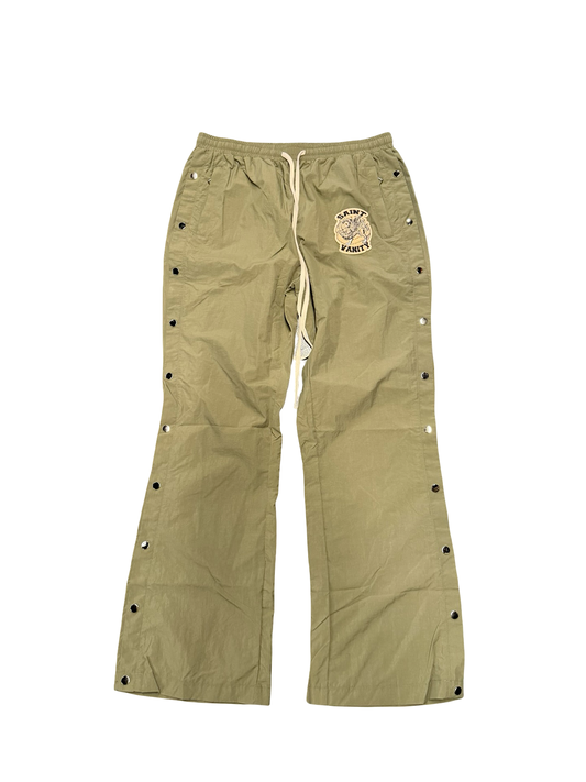 Saint Vanity Oversized Nylon Flare Pants Olive Green