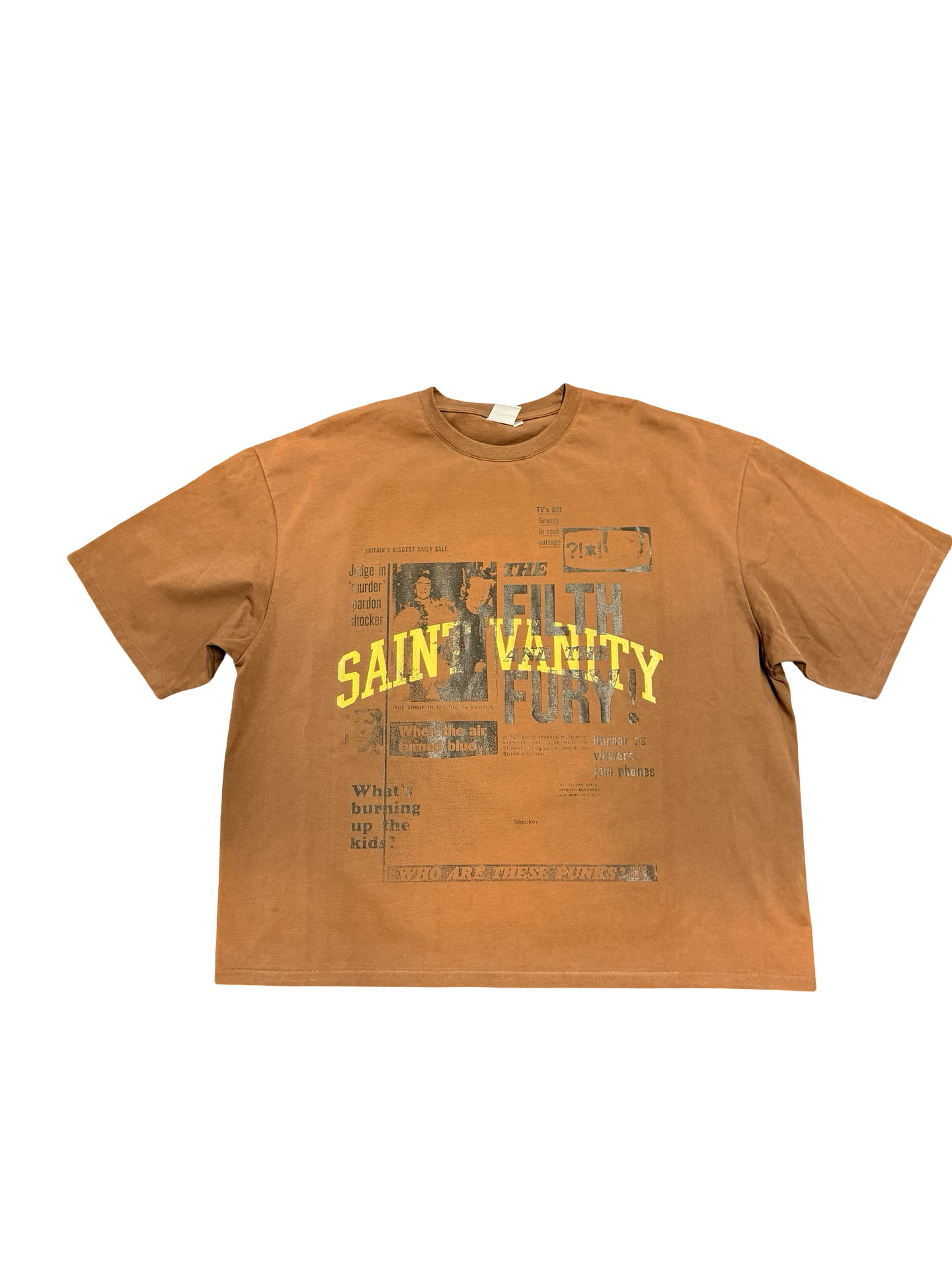 Saint Vanity Newspaper Tee Brown/Yellow