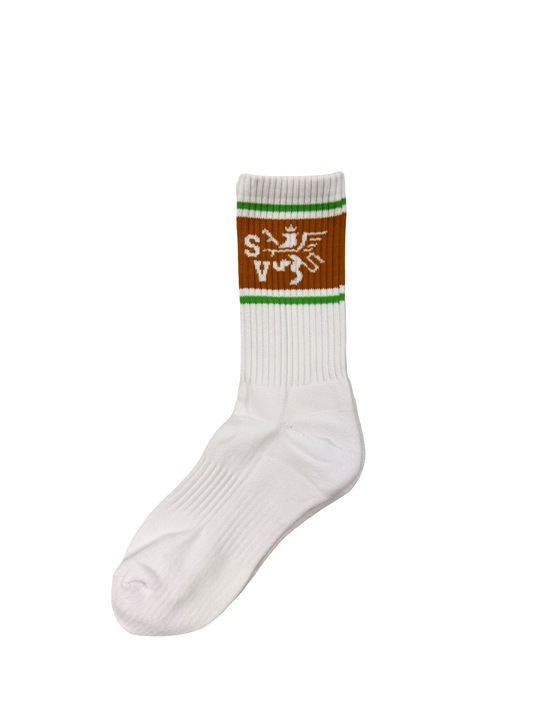 Saint Vanity Griffin Logo Socks White/Orange/Green