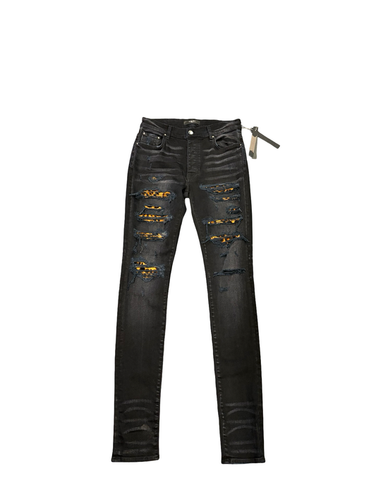 Amiri Leopard Thrasher Jean Vintage Black
