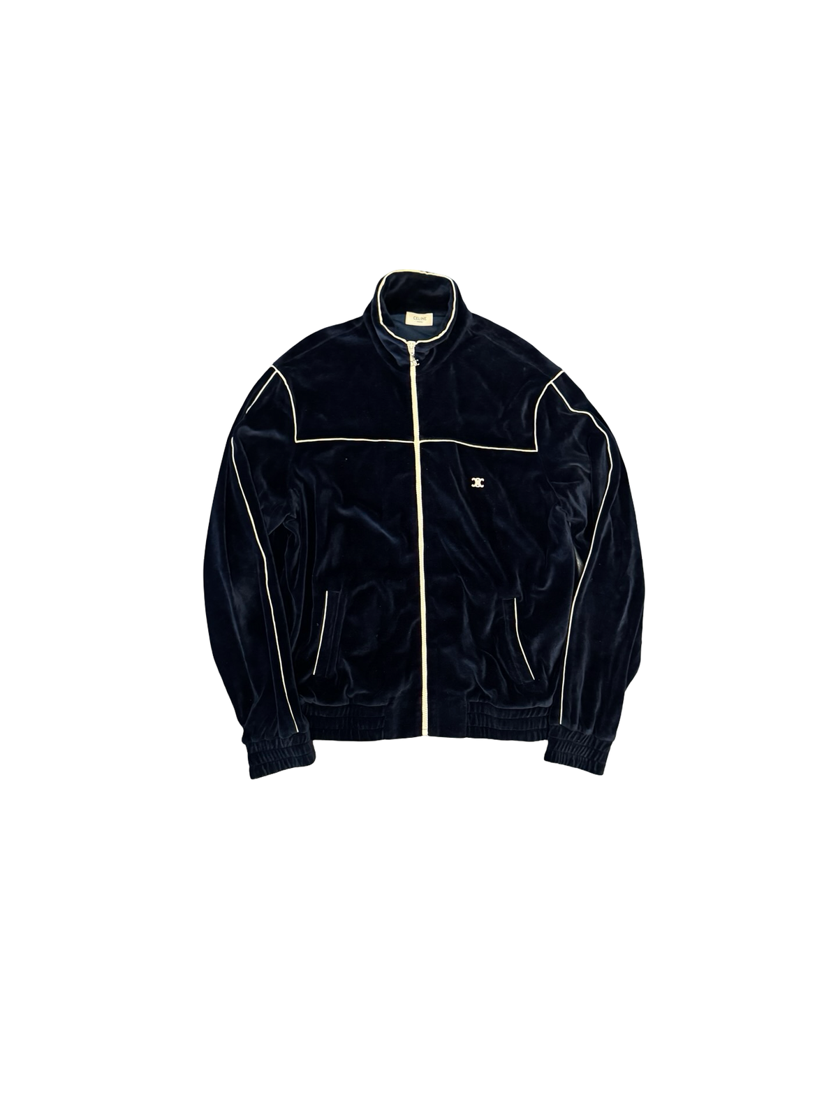 Velour Track Jacket (Navy/White)