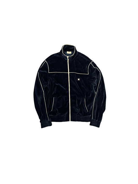 Velour Track Jacket (Navy/White)