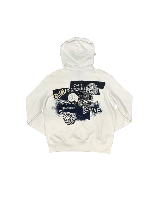 Chanel SS20 Zip Up Sequin Hoodie (White/Multi)