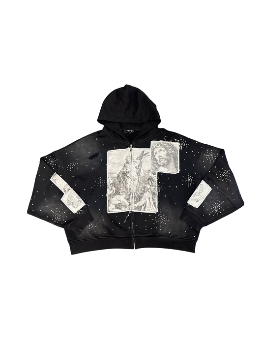 Righteous Black Studded Zip Hoodie