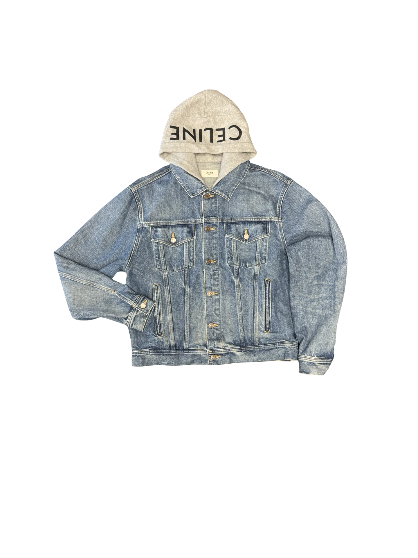 Hooded Denim Jacket (Grey/Blue)