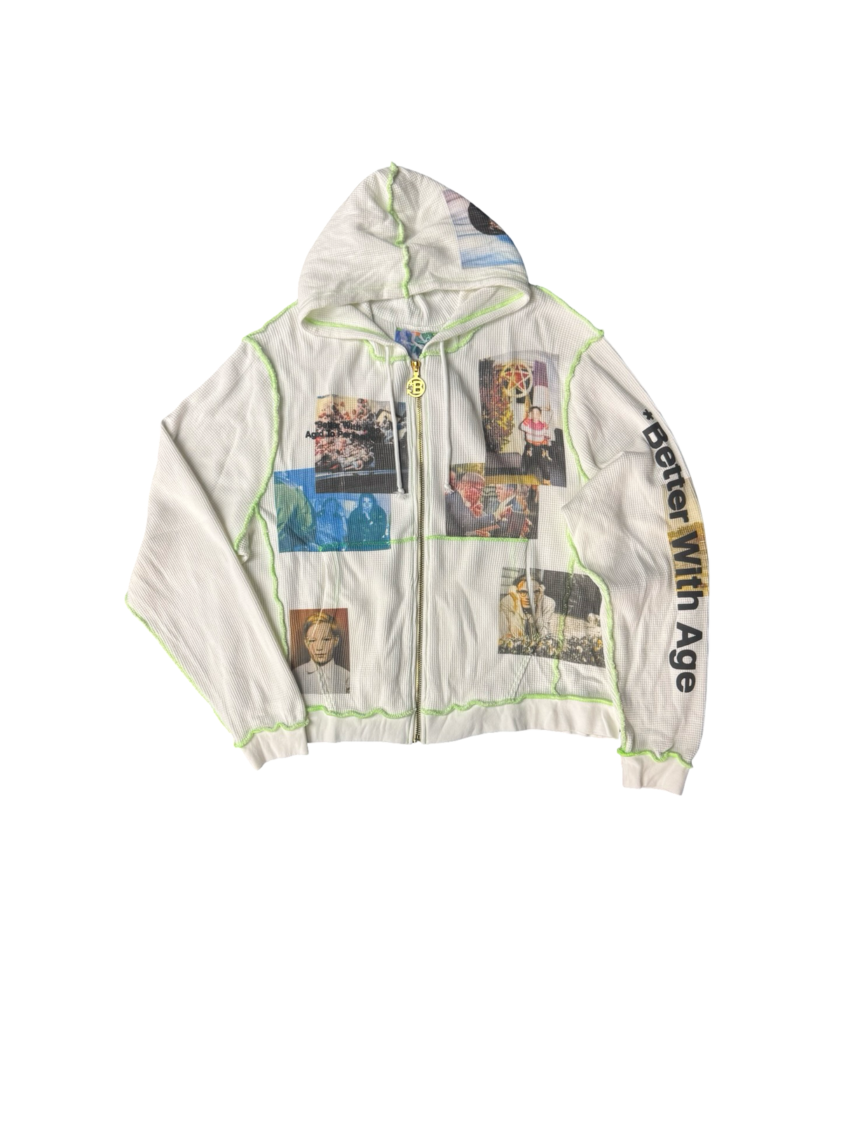 Collage Thermal Zip Hoodie (White/Multi)
