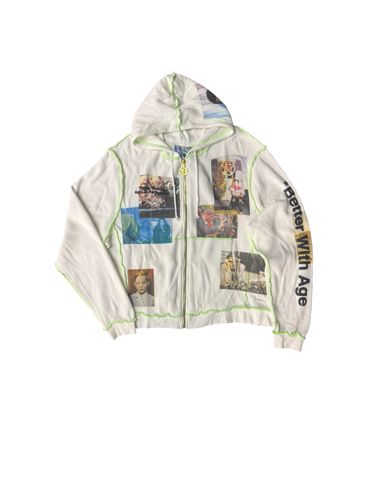 Collage Thermal Zip Hoodie (White/Multi)
