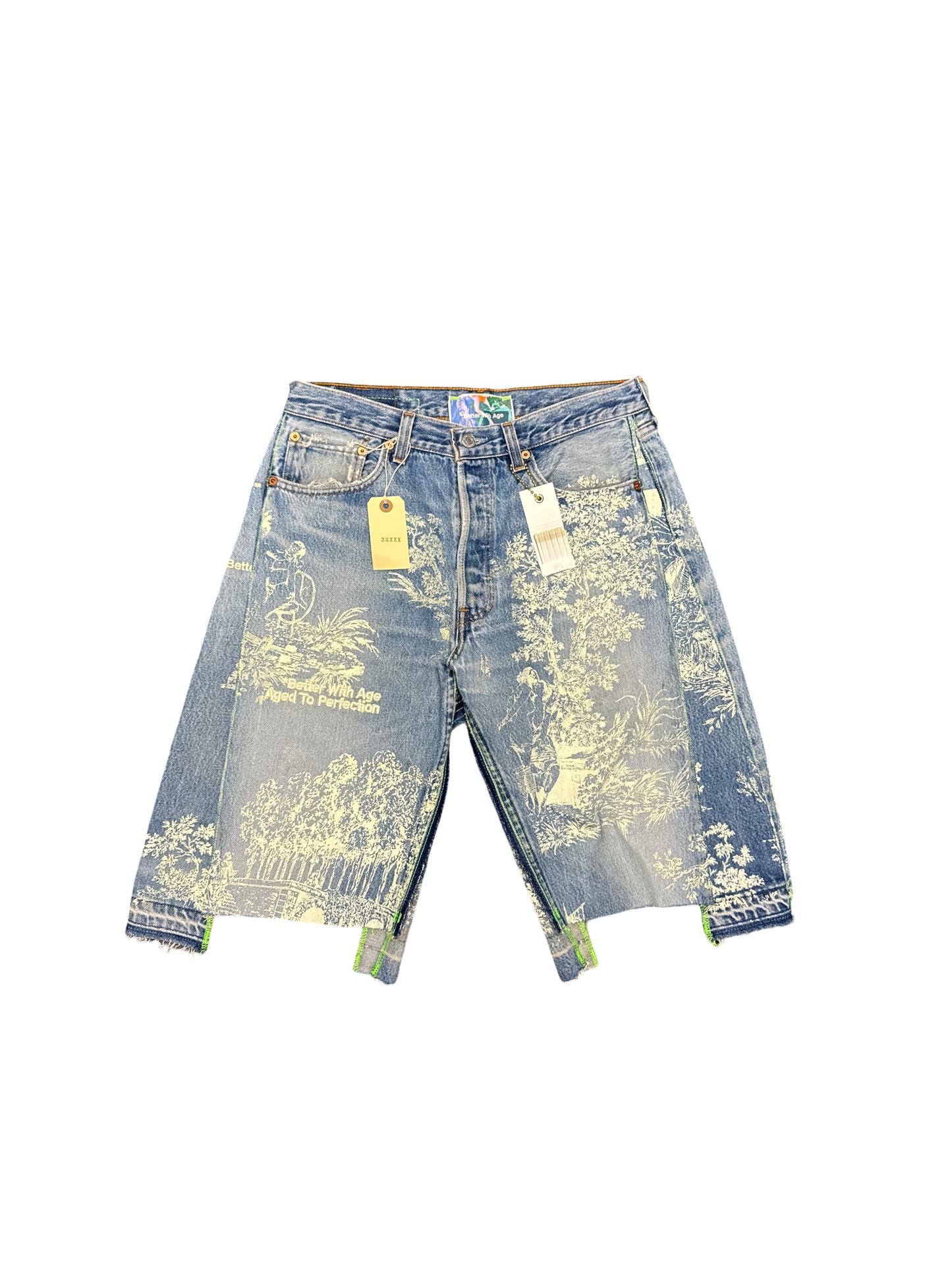 BWA All-Over Print Jean Shorts (Light Blue/White)