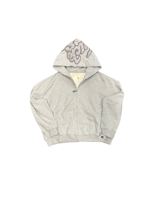 Leather Patch Hoodie (Grey)