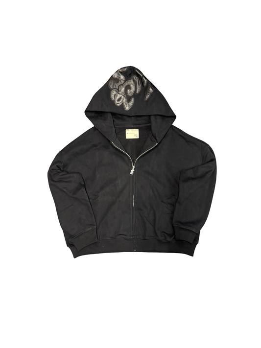 Leather Patch Hoodie (Black)