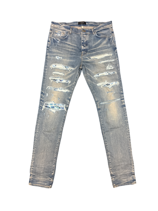 Amiri Blue/White Tie Dye Thrasher