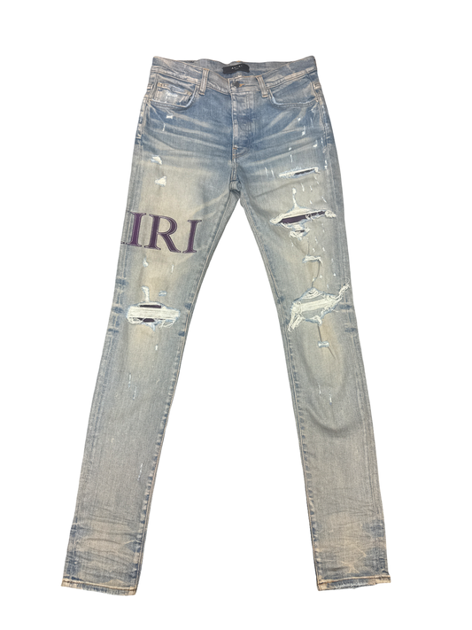 Amiri Purple Serif Logo Jean (Clay Indigo/Purple)