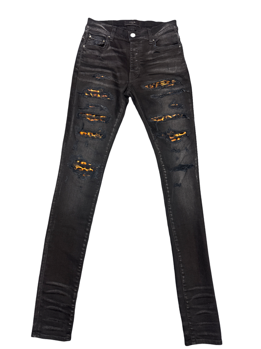 Amiri Leopard Print Thrashers (Black/Multi)