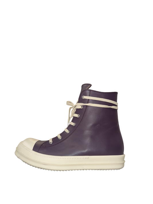 Rick Owens Leather Hi Top Burgundy (Amethyst/Milk)