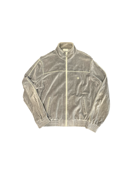 Velour Track Top (Grey/White)
