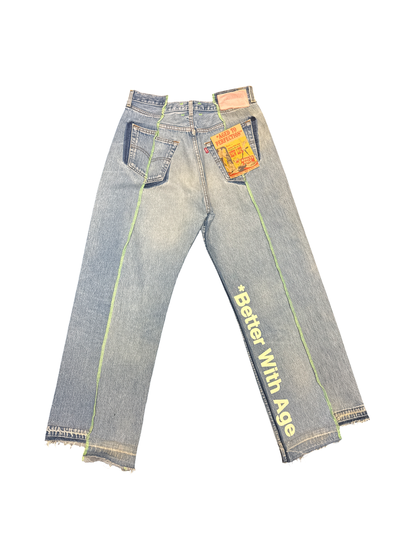 Better With Age Reconstructed Jean (Blue/Green/White)