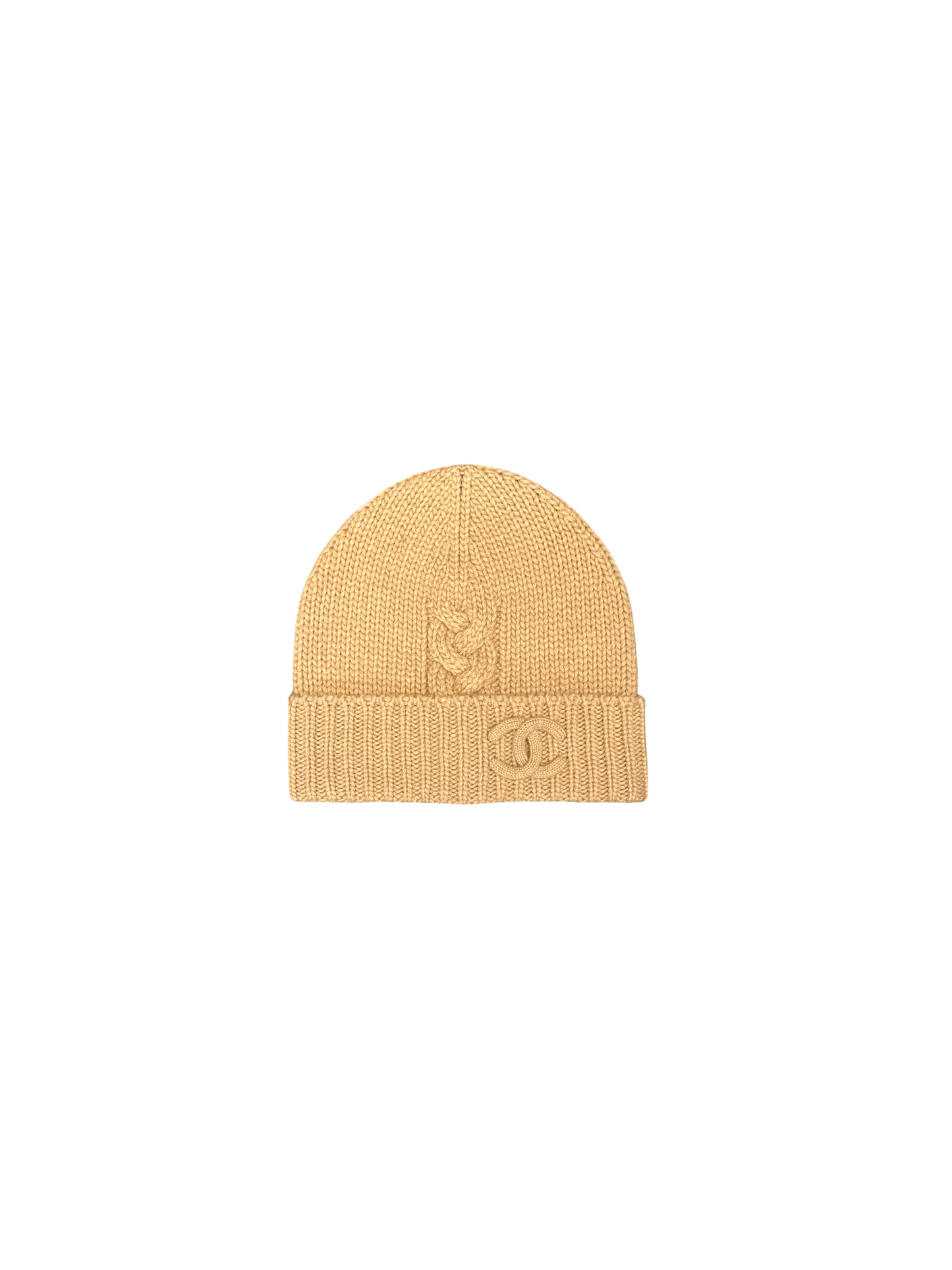 Chanel Cable Knit Beanie (Tan)
