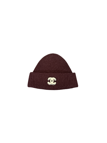 Chanel Beanie (Burgundy/White/Black)