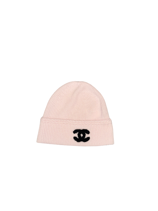 Chanel Beanie (Pastel Pink/Black)