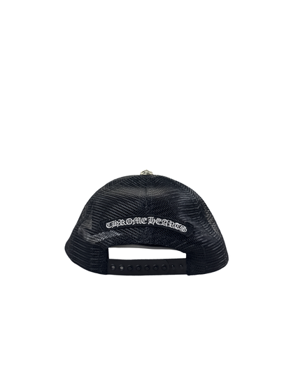 Chrome Hearts "Triple Cross" Embroidered Trucker (Black/White)