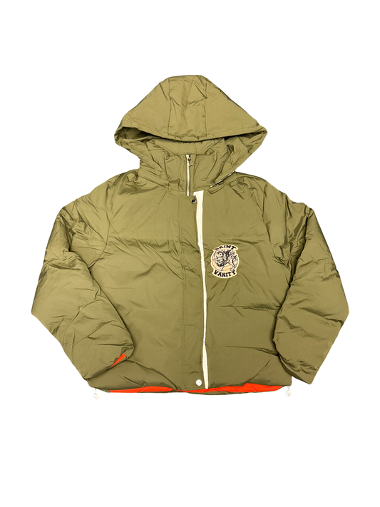 Saint Vanity Puffer Coat (Olive Green/Orange)