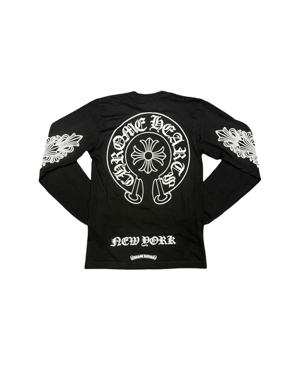 Chrome Hearts NYC Horseshoe Long Sleeve Tee (Black/White)