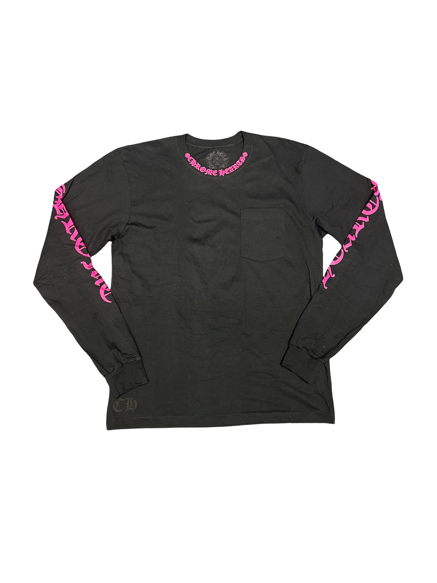Chrome Hearts Pink Neck Script Long Sleeve Tee (Black/Pink)