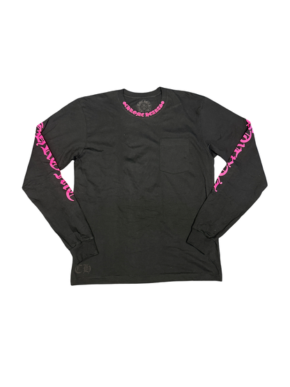 Chrome Hearts Pink Neck Script Long Sleeve Tee (Black/Pink)